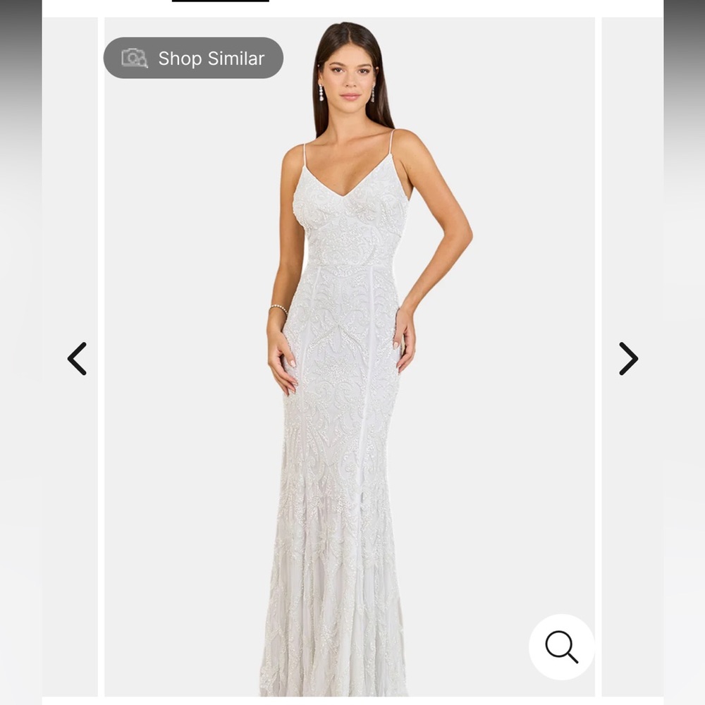 Lord & Taylor White Beaded Spaghetti-Strap Wedding Gown - Picture 3 of 6
